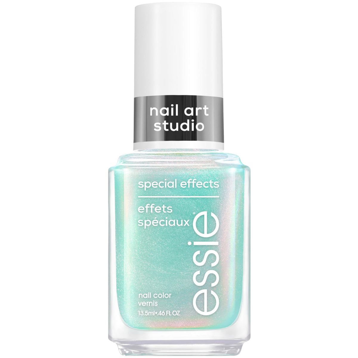 essie Mystic Marine: acabado cromo turquesa con perlas para acento brillante en uñas