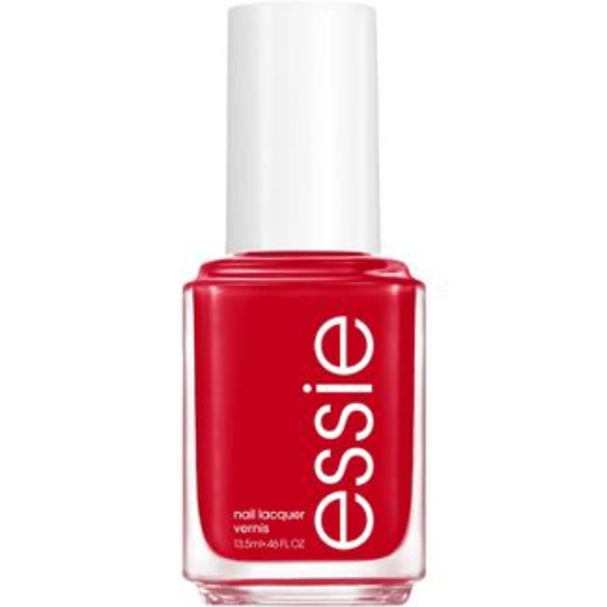 essie Not Red-y For Bed, botella, tono rojo cremoso.