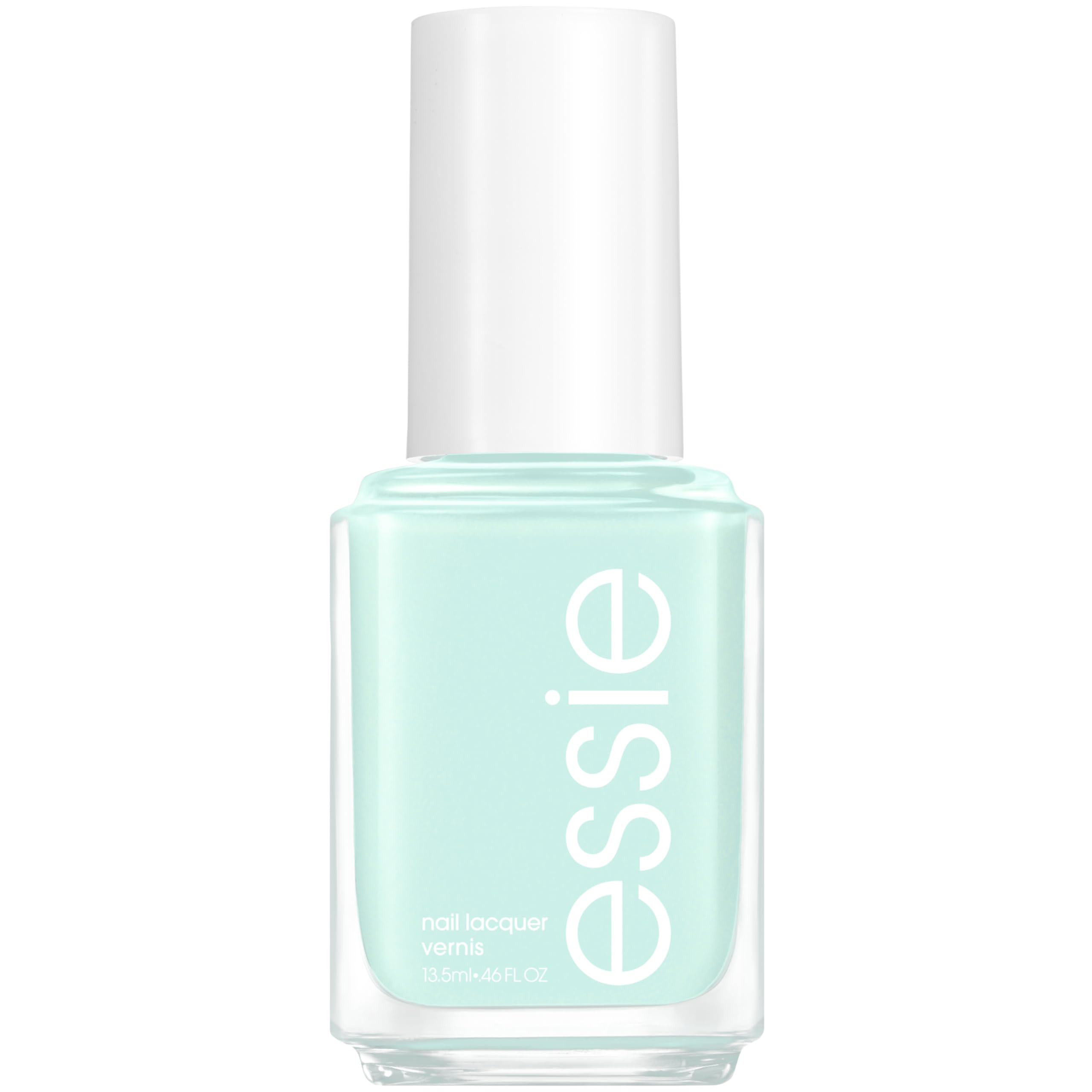 essie Seas The Day verde menta con brillo, ideal para un acabado de salón