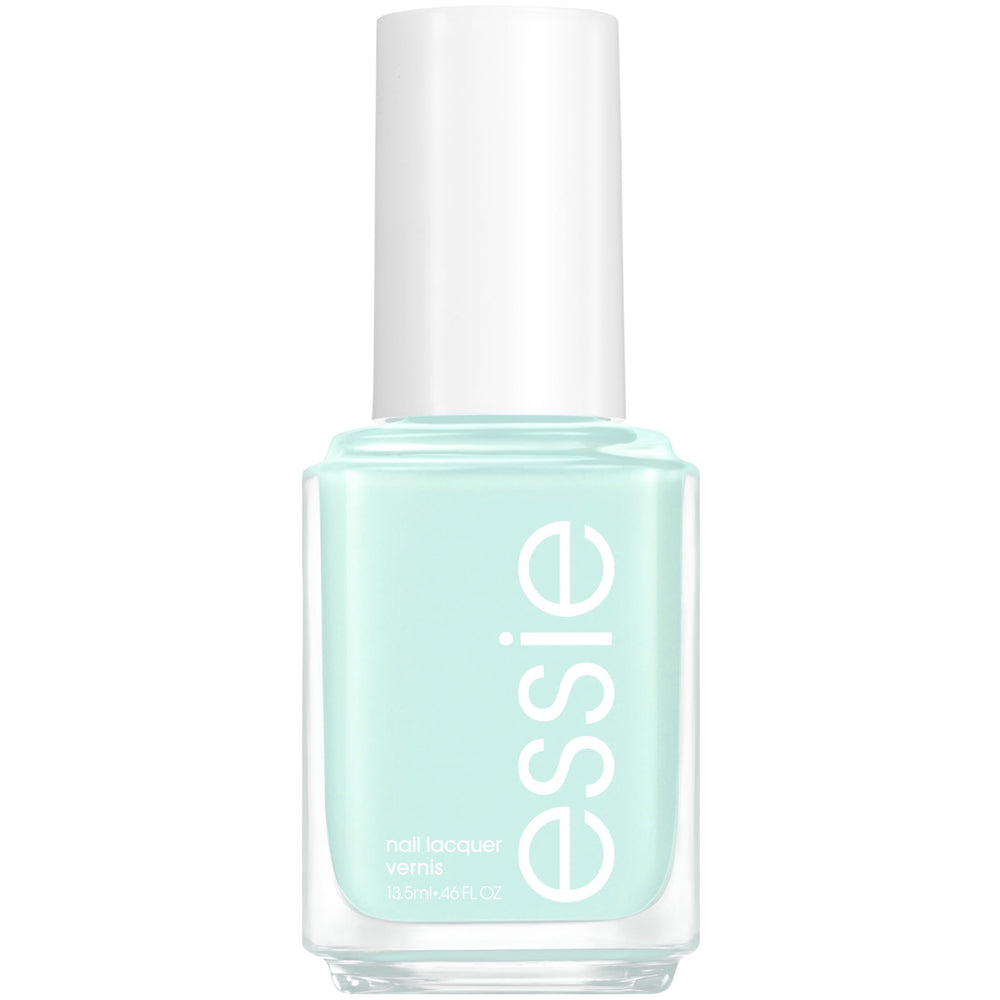 essie Seas The Day verde menta con brillo, ideal para un acabado de salón