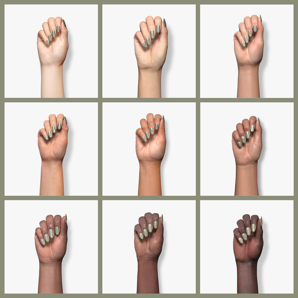 Muestra de color essie tono khaki neutro, ideal para looks discretos.
