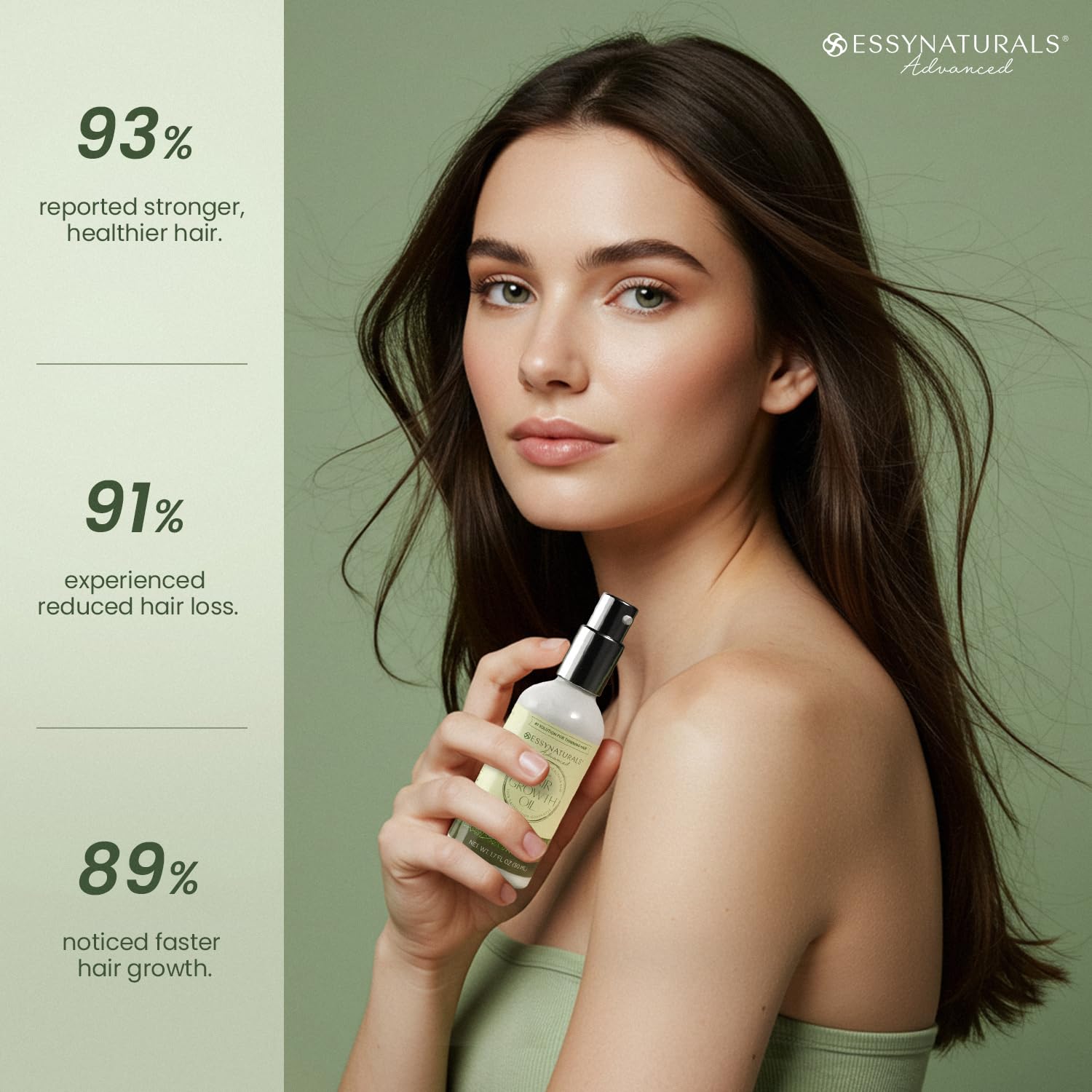 EssyNaturals Advanced: cabello con brillo y suavidad tras usar el aceite.
