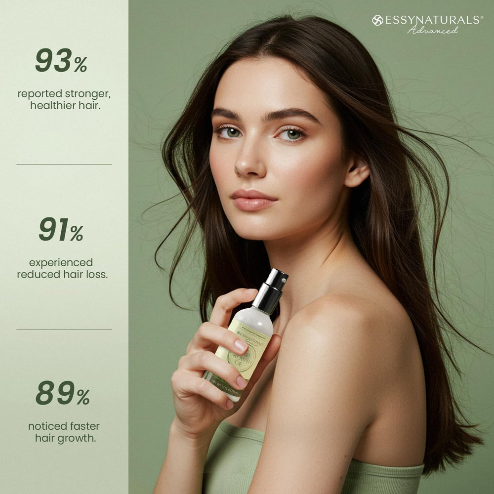 EssyNaturals Advanced: cabello con brillo y suavidad tras usar el aceite.