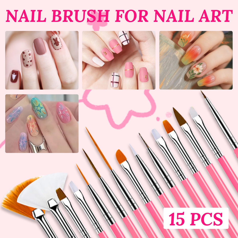 ESUOHYM pinceles arte uñas 15 puntas: trazos suaves y control preciso.