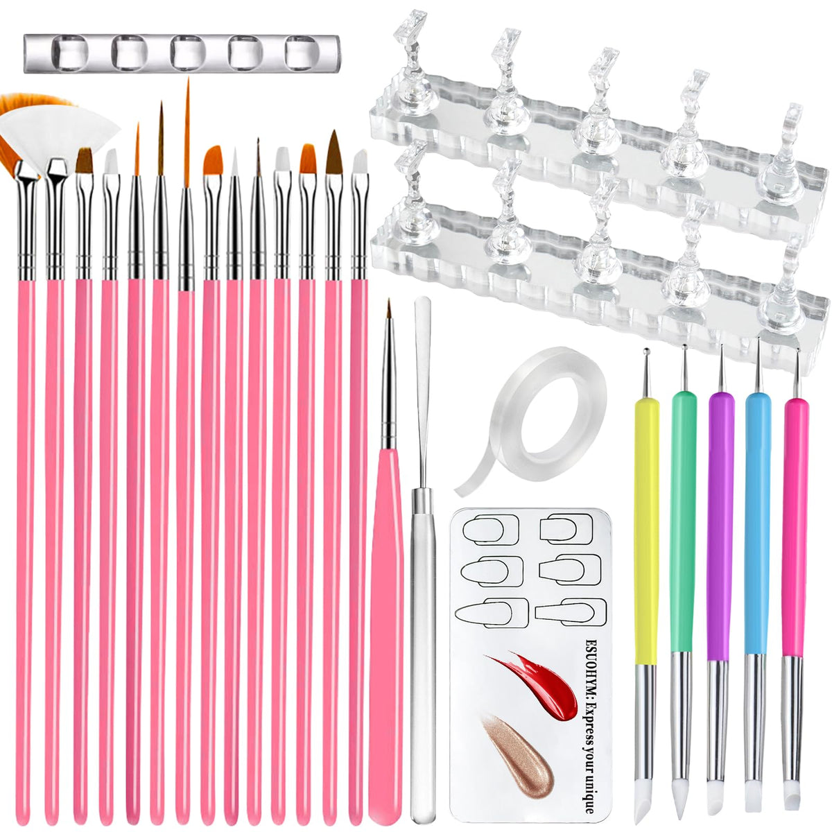 ESUOHYM soporte uñas base ampliada: estabilidad adicional para fijar uñas postizas.