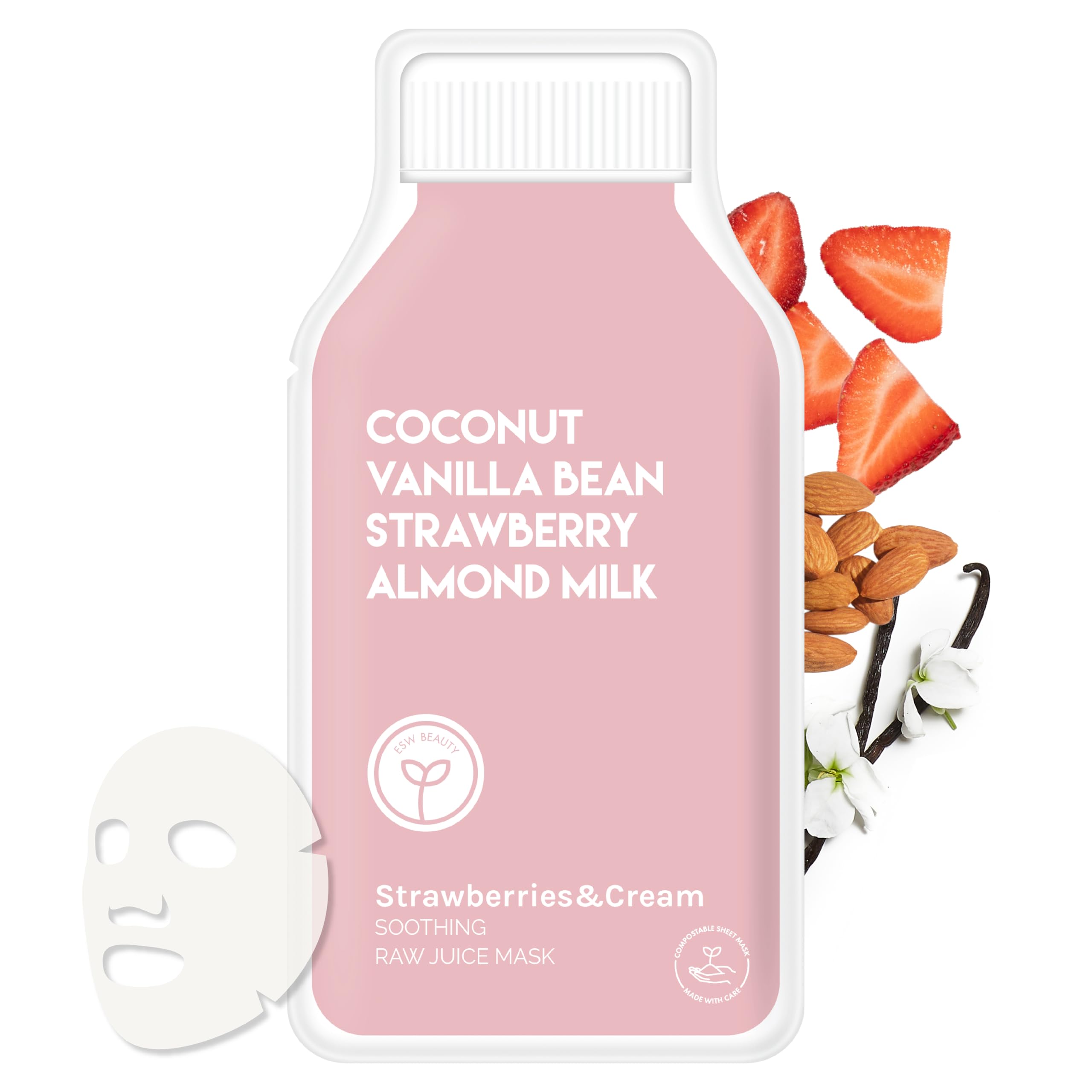ESW Beauty mascarilla de fresa crema, textura cremosa para piel sensible y calmante