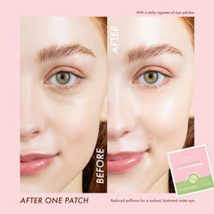 ESW Beauty parches ojos fresa matcha latte: aplicación suave en piel limpia.