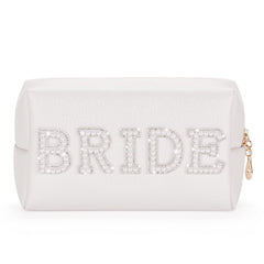 Etercycle bolsa de maquillaje novia con letra BRIDE brillante, ideal para lucir en la boda