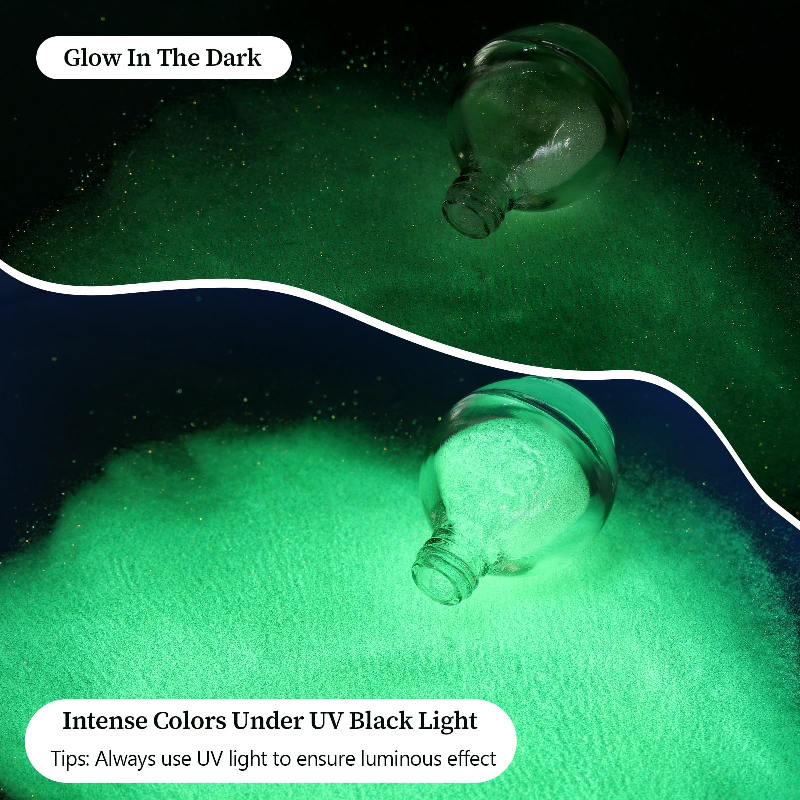 Etercycle brillo, visible bajo luz ultravioleta para efectos llamativos.