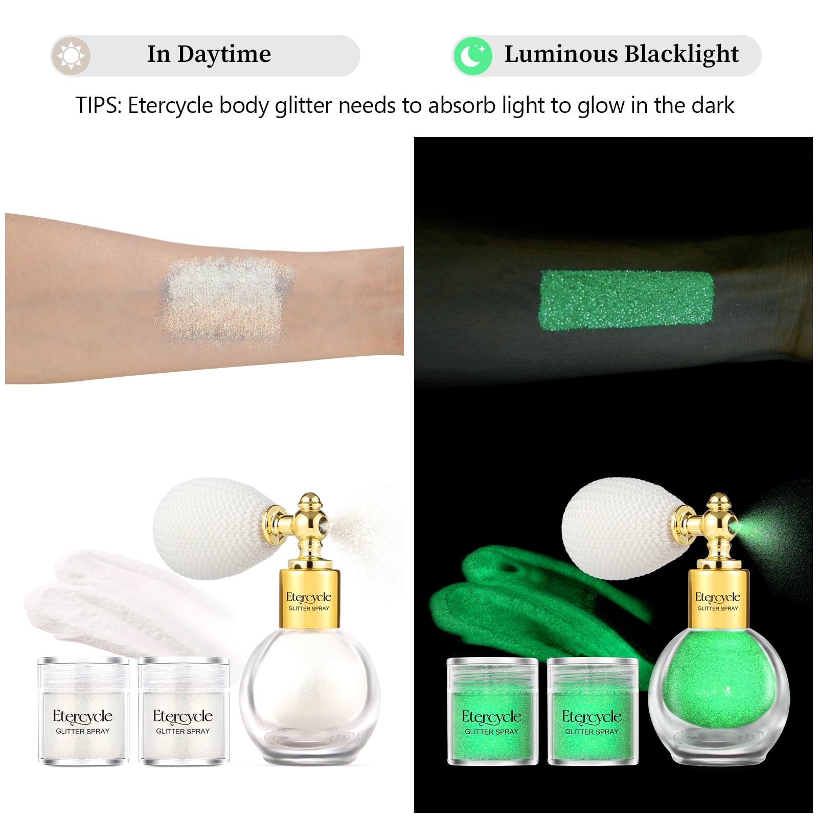 Etercycle brillo pelo luz ultravioleta, crea efectos luminosos en el cabello.