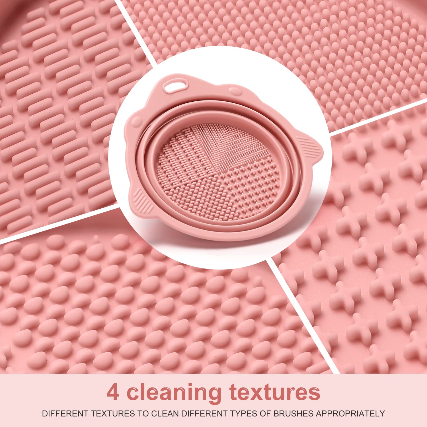 Etercycle limpiador de silicona rosa con cuatro texturas para limpiar diferentes brochas.