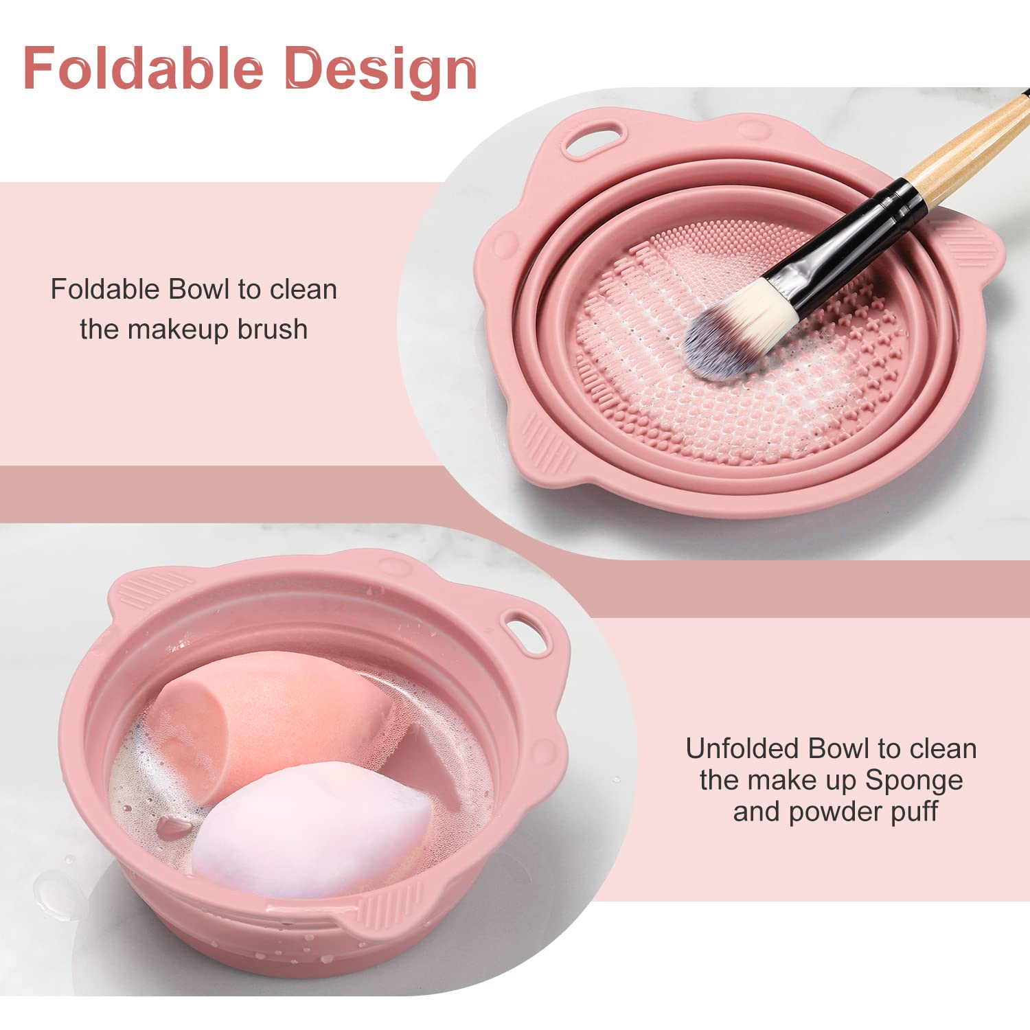 Etercycle limpiador de brochas rosa portátil para esponjas y brochas en cualquier ocasión.