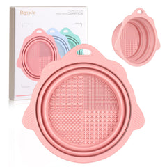 Etercycle tazón plegable rosa para limpieza de brochas de maquillaje en casa o viaje.