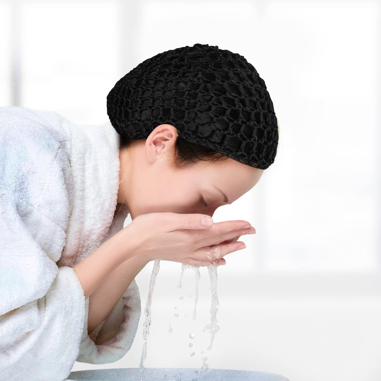 Uso diario con gorro de malla crochet negro de Etercycle para el cabello.