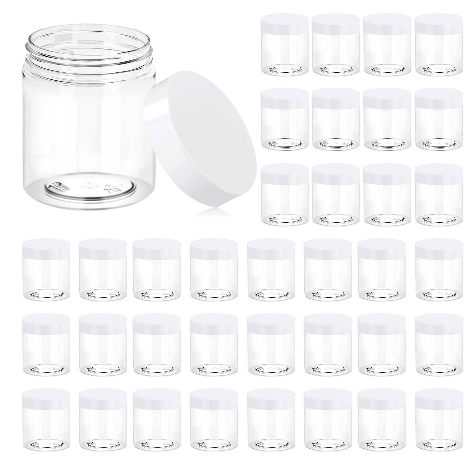 Eternal Moment bote cosmético transparente con tapa blanca, ideal para muestras y viajes.
