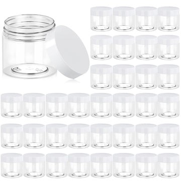 Eternal Moment frascos 6oz transparentes con tapas blancas, ideales para cremas.