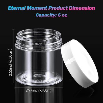 Eternal Moment frascos 6oz claros con sello rosca, evita derrames.