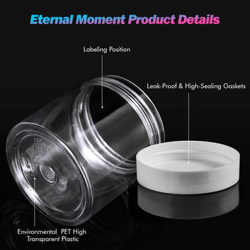 Frascos Eternal Moment transparentes para cosméticos caseros.