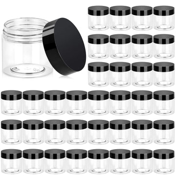 Eternal Moment jarras plásticas transparentes 2oz con tapa, ideales para llevar cremas y muestras.