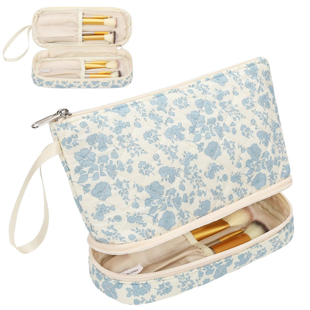 Ethereal bolsa-maquillaje dos capas para ordenar cosméticos en casa o viaje