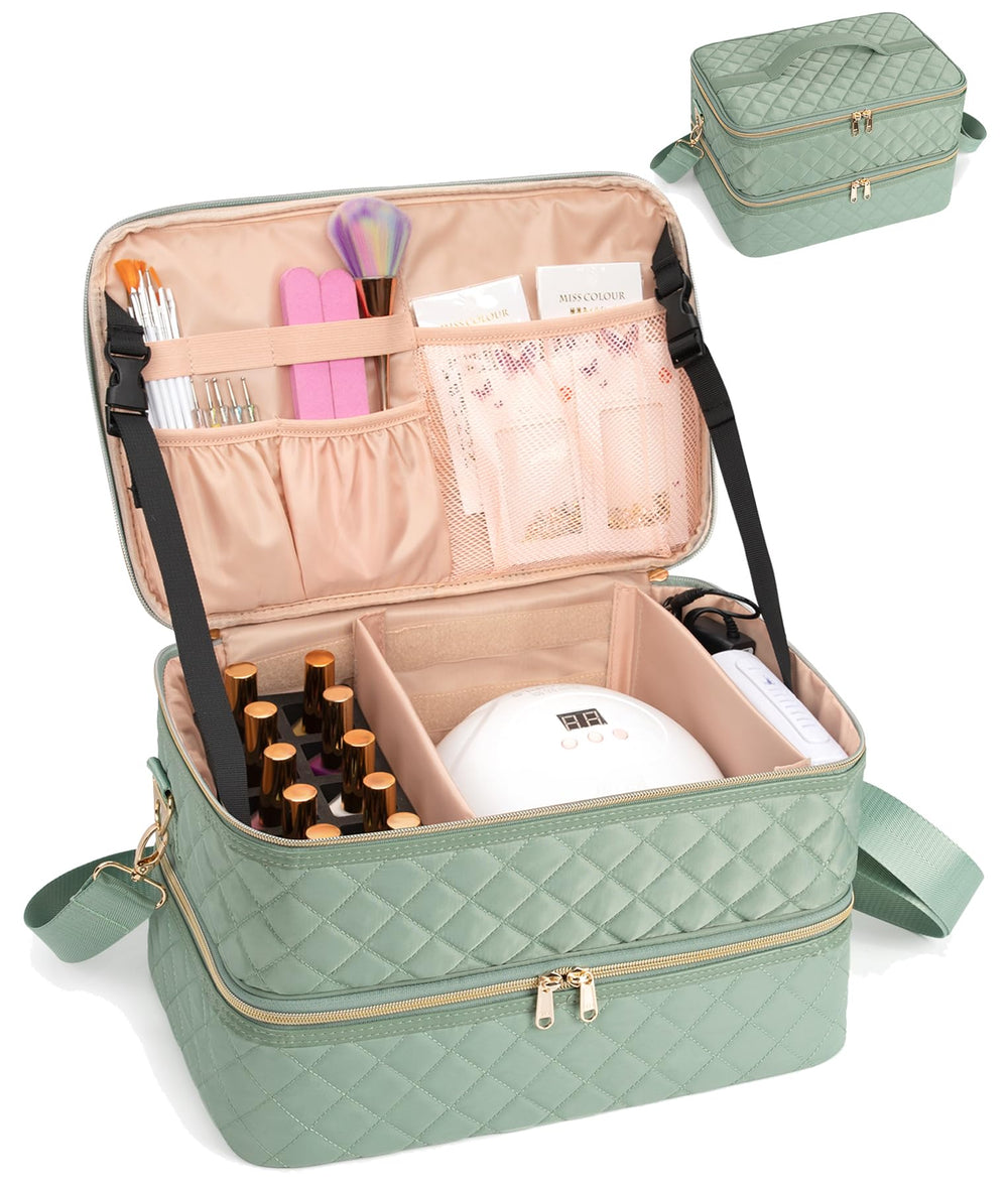 Organizador Ethereal para esmaltes con lámpara, capacidad para 50+ frascos, ideal para profesionales.
