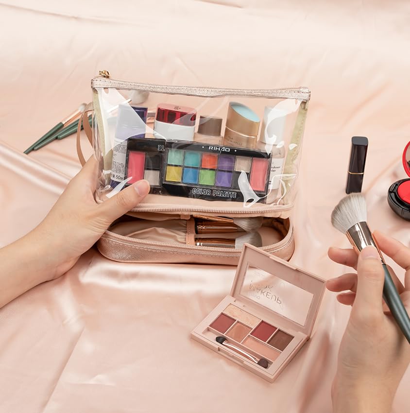 Ethereal organizador de maquillaje para viaje con compartimentos de seguridad y acceso fácil.