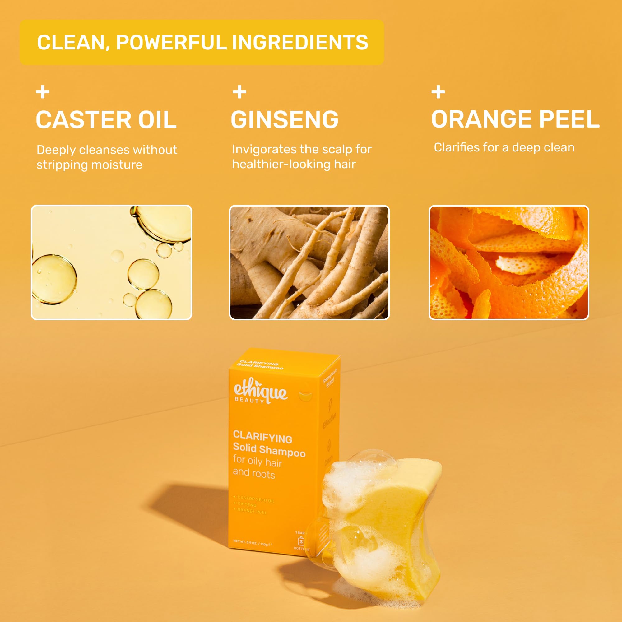 Ethique Clarifying Shampoo Bar limpieza profunda que elimina acumulación sin resecar