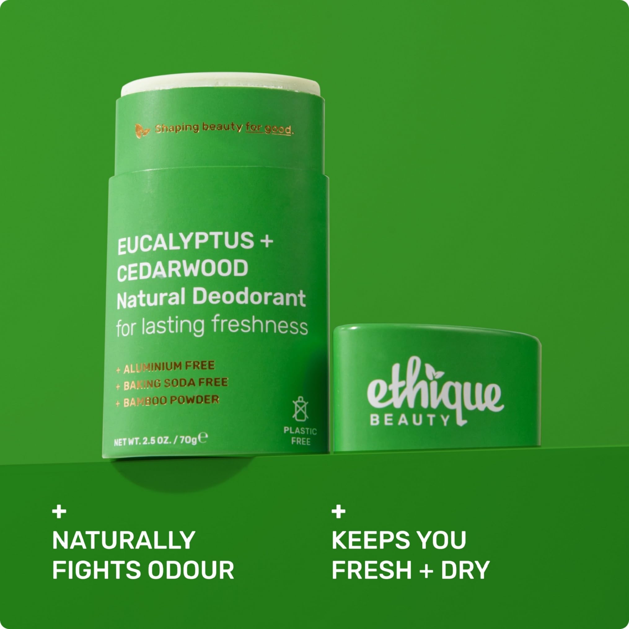 Desodorante Ethique barra sin aluminio para uso diario cómodo.