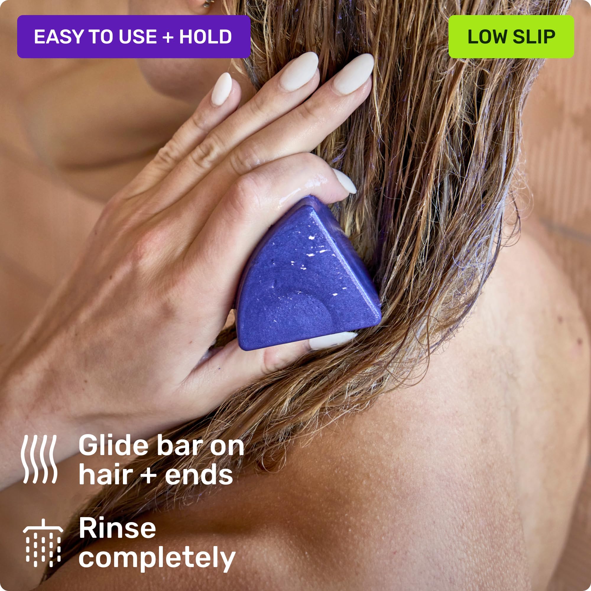 Ethique Purple Conditioner Bar plastic-free packaging supports eco-conscious routines.