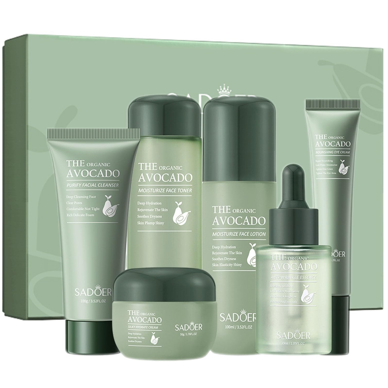 Etuanxi conjunto de cuidado facial de aguacate para una rutina suave y revitalizante