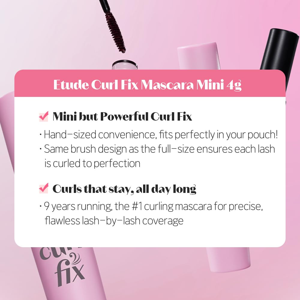 ETUDE Curl Fix Mascara Mini ideal para uso diario.