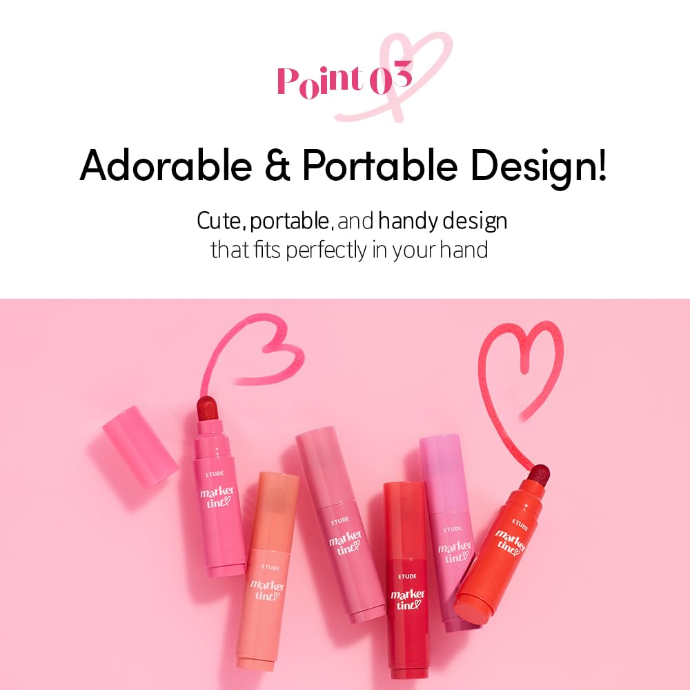 ETUDE Dear Darling Marker Tint #4 Mlik Strawberry diseño portátil para llevar en bolso