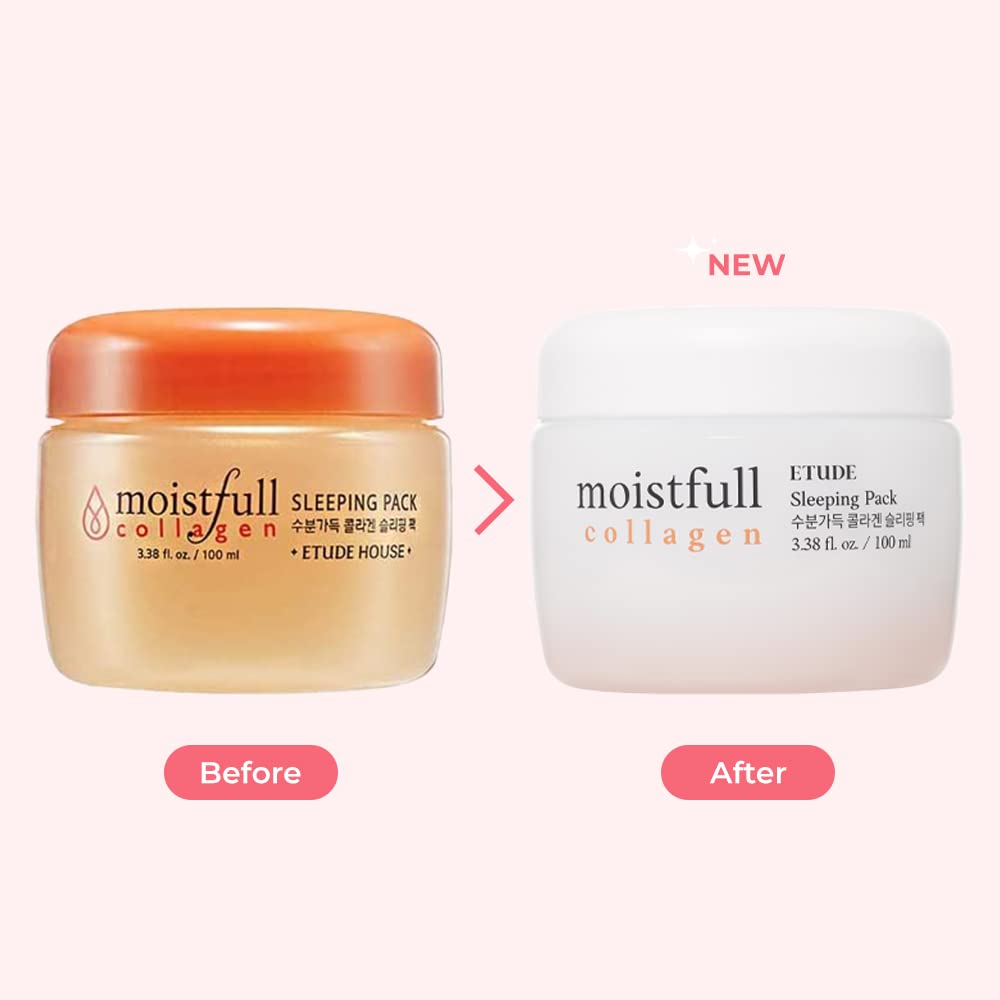 ETUDE mascarilla nocturna de colágeno, textura ligera que se absorbe rápido.
