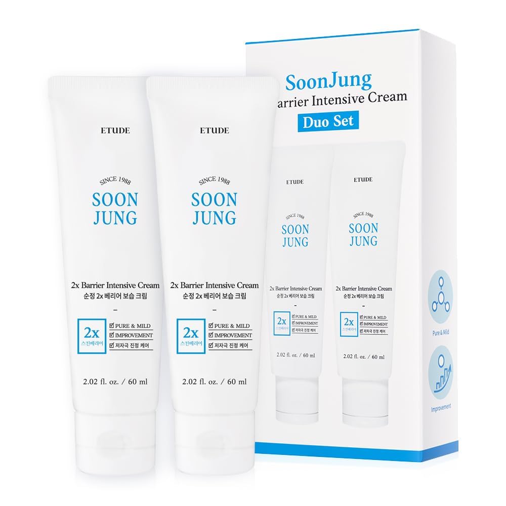 ETUDE SoonJung Duo crème intensive barrière, hydratation ciblée pour peau sensible.