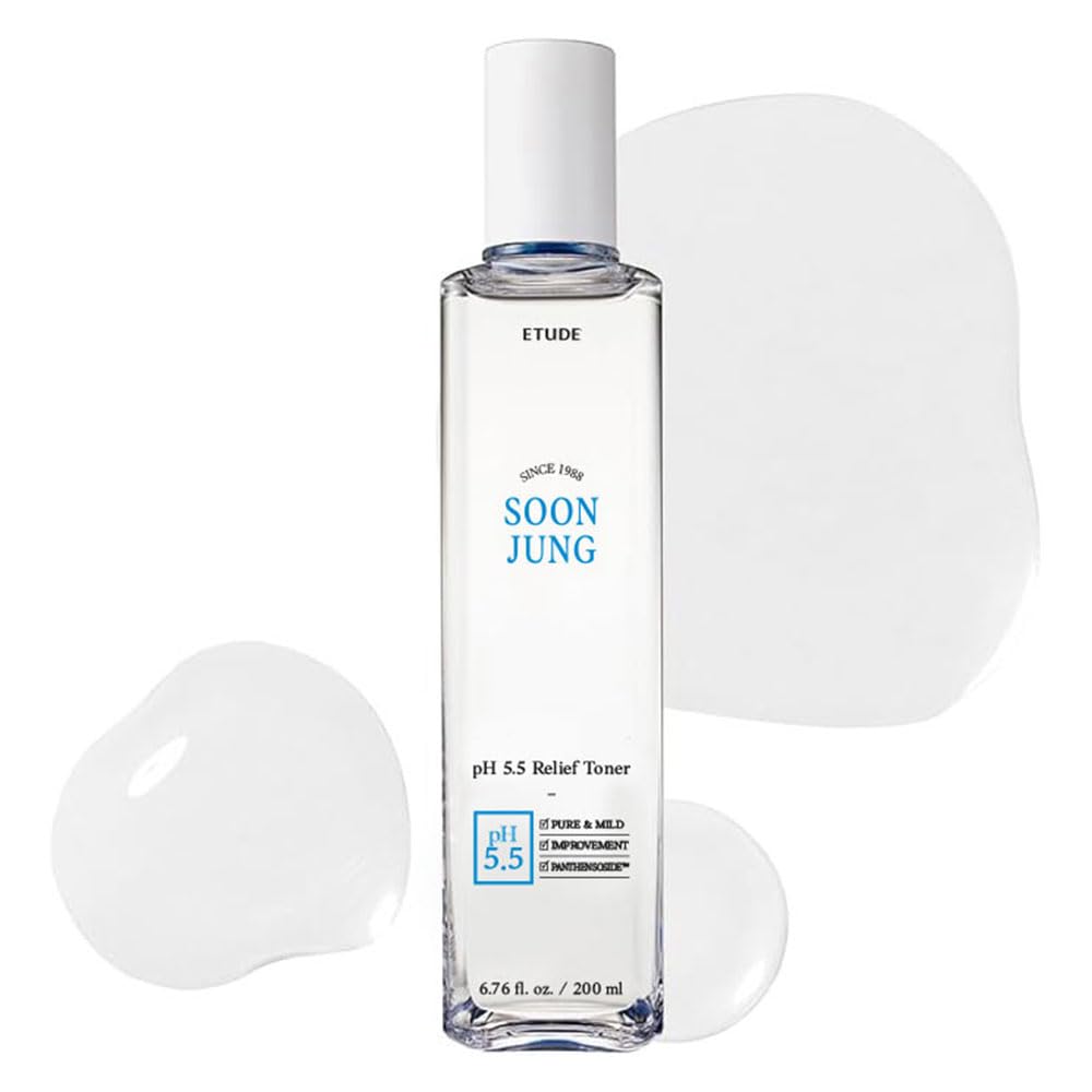 ETUDE SoonJung tonique, bouteille lumineuse, hydratation douce pour peau sensible.