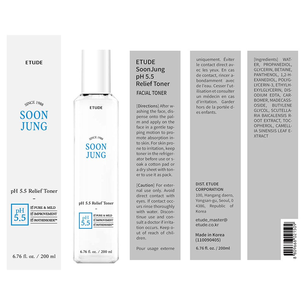 ETUDE SoonJung tonique, base légère pour maquillage après application.
