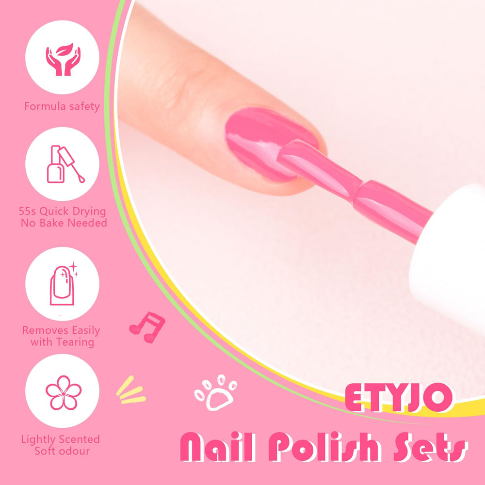 ETYJO Esmalte infantil: secado rápido en minutos para evitar manchas.
