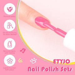 ETYJO Esmalte infantil: secado rápido en minutos para evitar manchas.