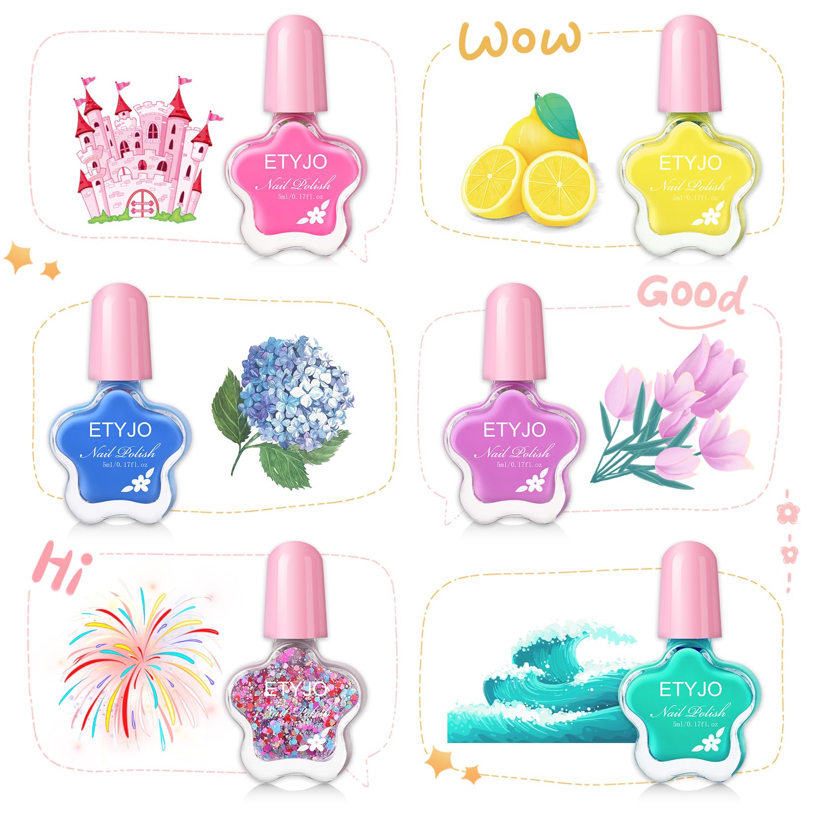 ETYJO esmalte infantil, secado rápido y listo para jugar en minutos.