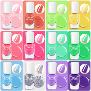 ETyJO esmaltes para niñas, 12 colores vibrantes para combinar.