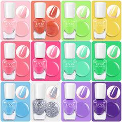 ETyJO esmaltes para niñas, 12 colores vibrantes para combinar.