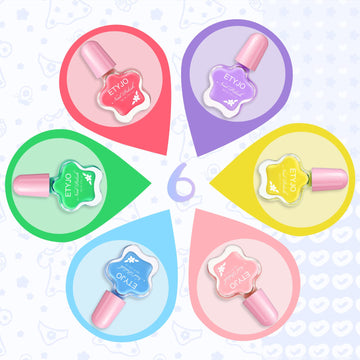 ETYJO esmalte infantil en colores caramelos para combinaciones creativas.