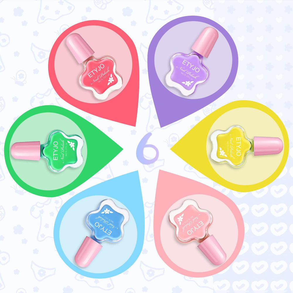 ETYJO esmalte infantil en colores caramelos para combinaciones creativas.