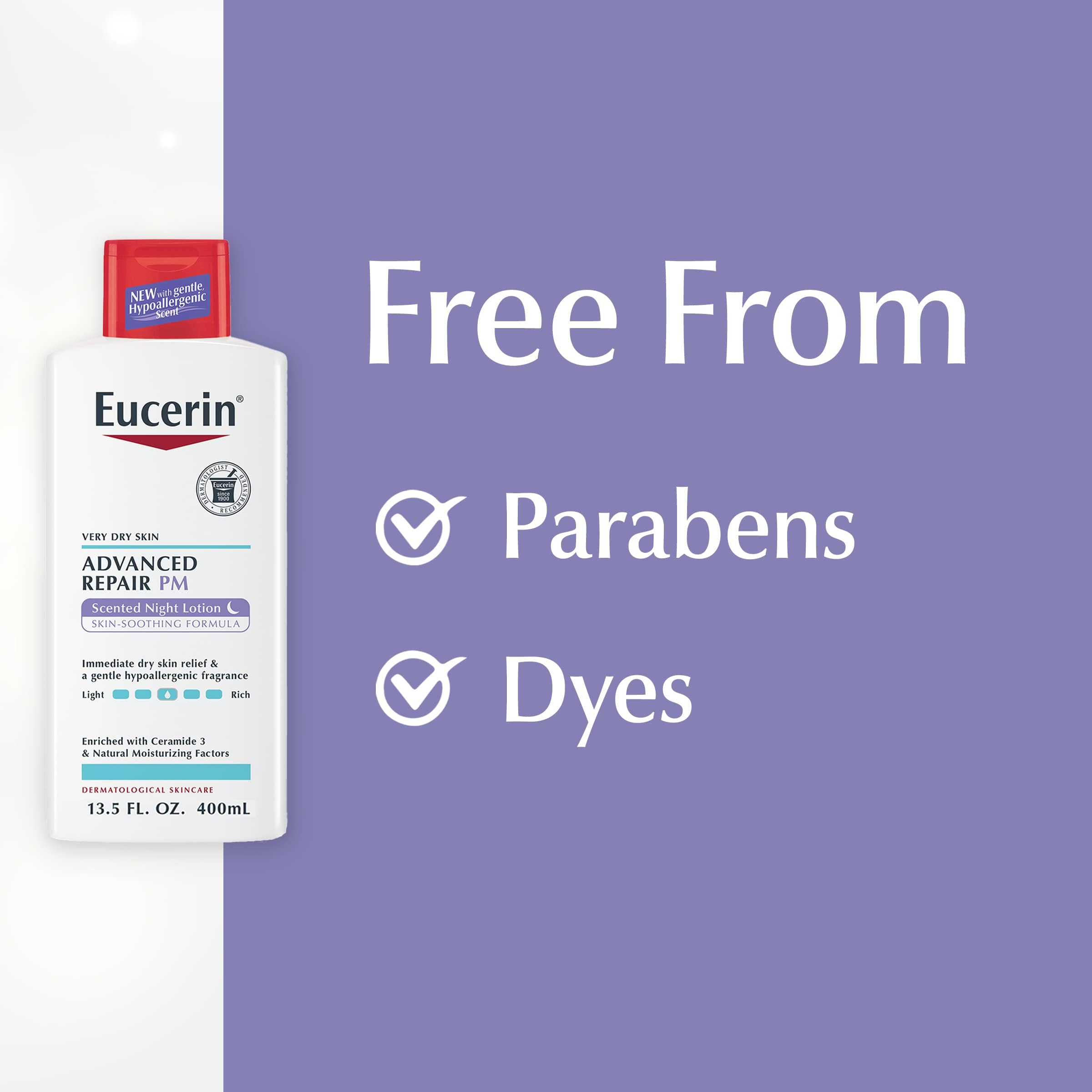 Eucerin Advanced Repair Night Lotion, para uso en manos y pies, versátil y suave