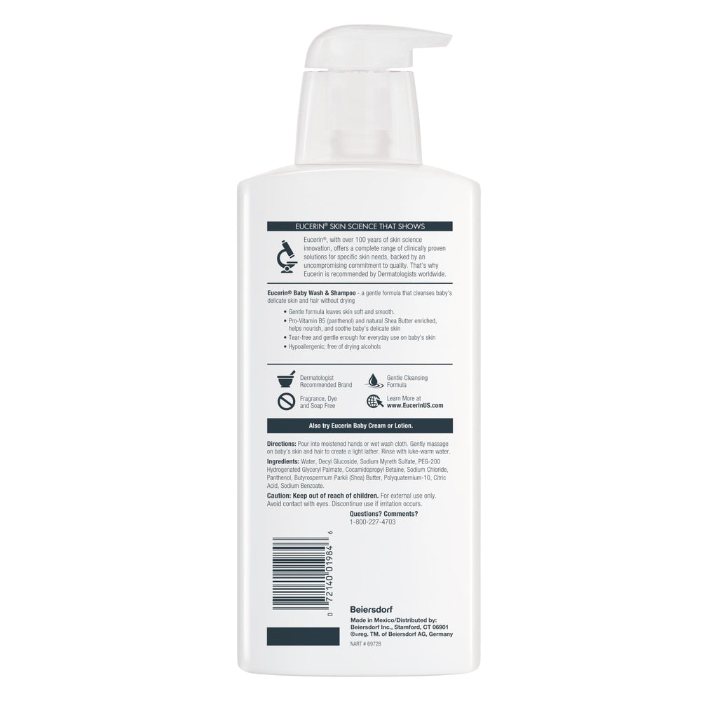 Ambiance bain avec Eucerin Bébé sans parfum, pratique pour l’usage quotidien.