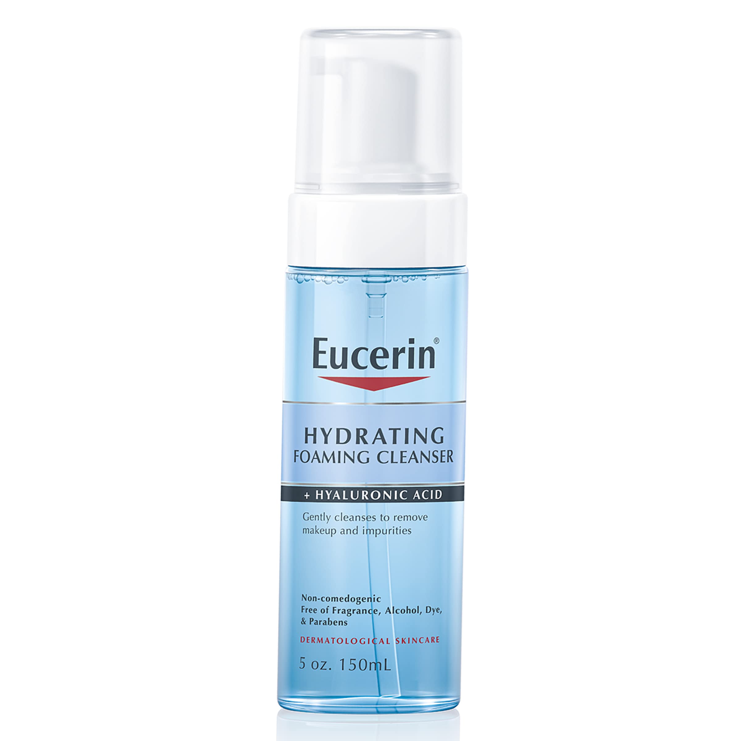 Botella de Eucerin limpiador espumoso hidratante para uso diario.