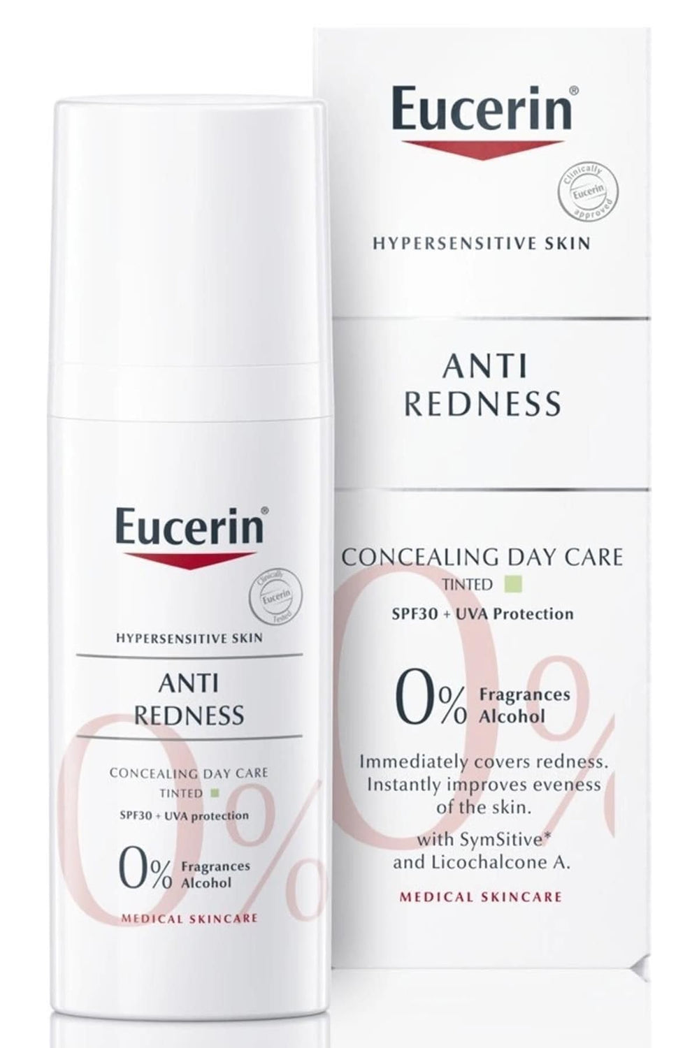 Eucerin crema-dia correctora de rojeces, frente, para un aspecto más uniforme.