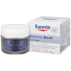 Eucerin Crema Noche con textura cremosa para alivio del enrojecimiento.