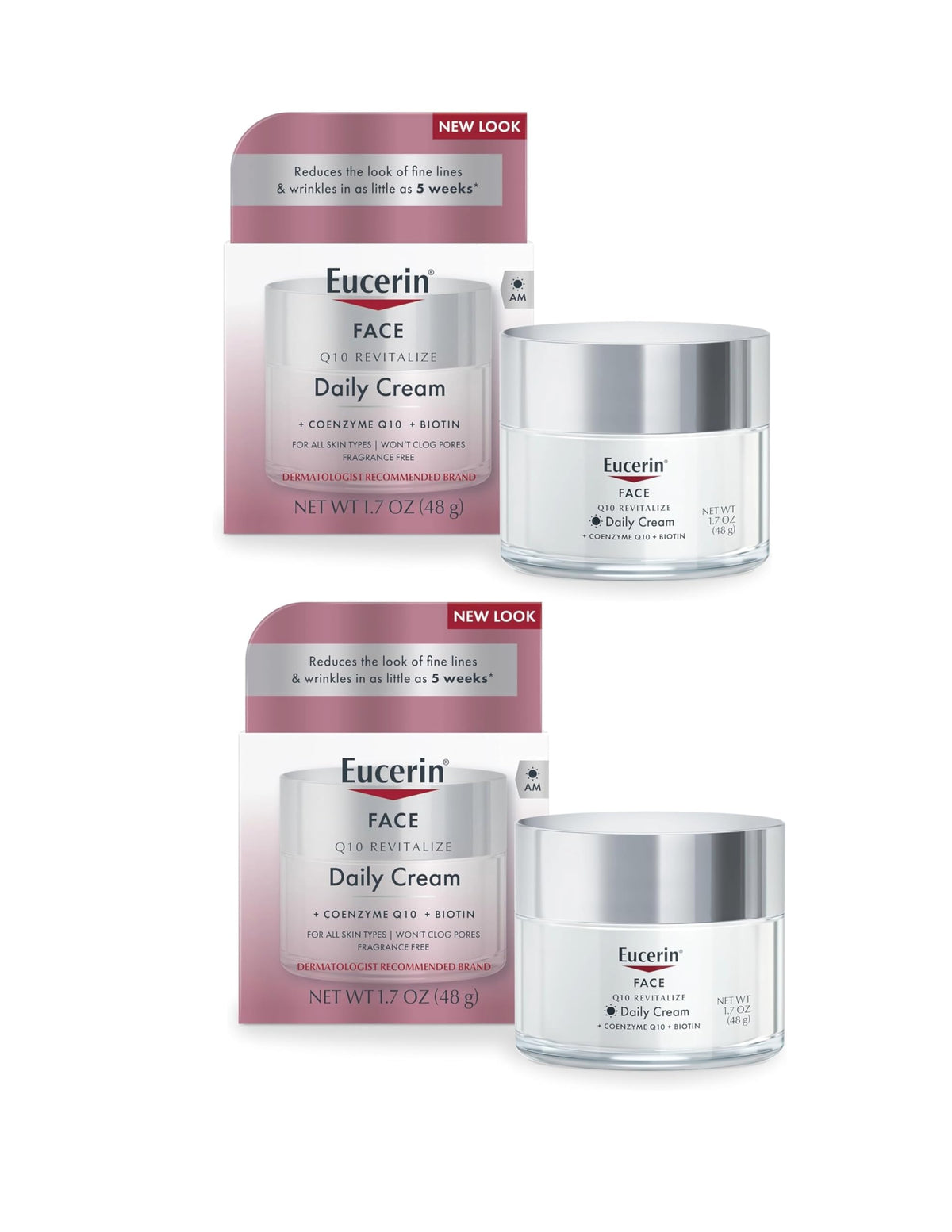Eucerin Crème Visage Q10 pour peau sensible — pack-deux, hydratation quotidienne.