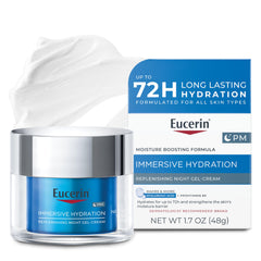 Eucerin Gel Crema Nocturno de Hidratación Inmersiva: textura ligera para hidratación nocturna.